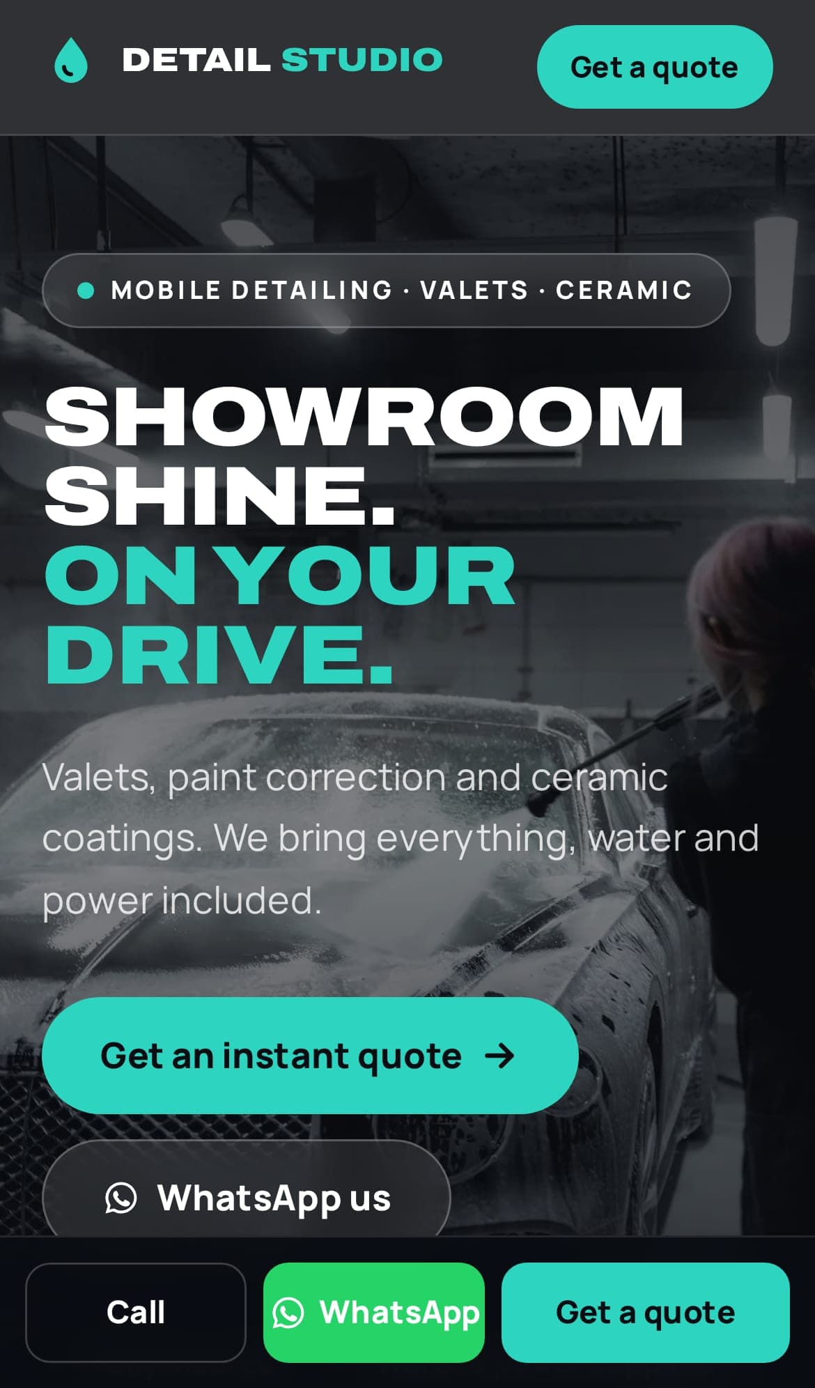 Example detailing website on a phone